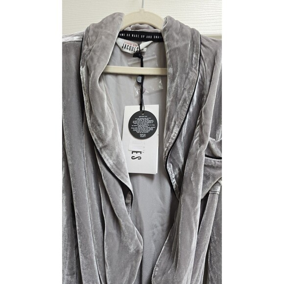Sleeping With Jacques Bon Vivant Belted Platinum Silk Velvet Robe Size 0 - Picture 5 of 8